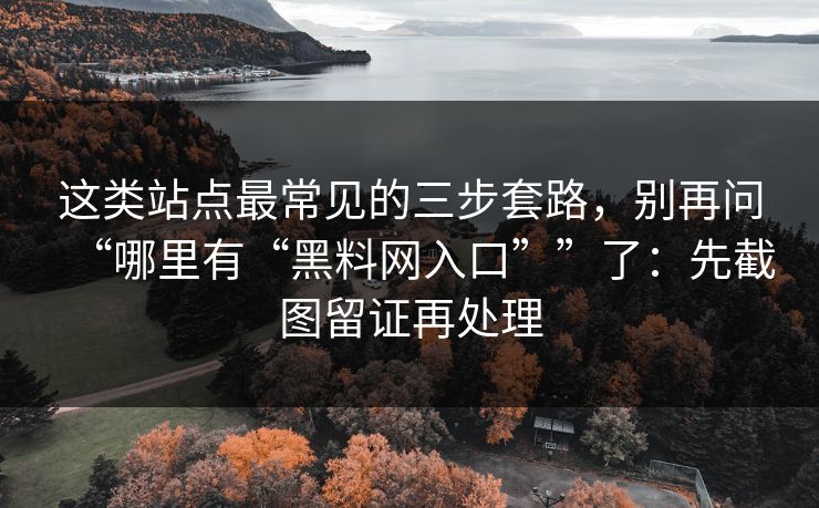 这类站点最常见的三步套路，别再问“哪里有“黑料网入口””了：先截图留证再处理