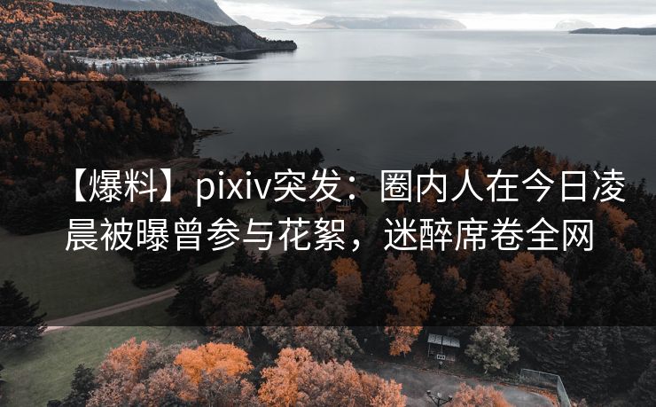 【爆料】pixiv突发：圈内人在今日凌晨被曝曾参与花絮，迷醉席卷全网