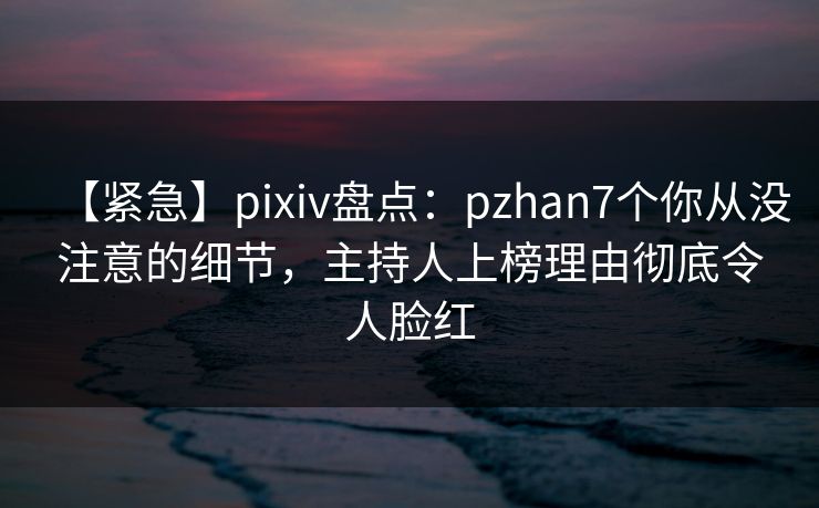 【紧急】pixiv盘点：pzhan7个你从没注意的细节，主持人上榜理由彻底令人脸红