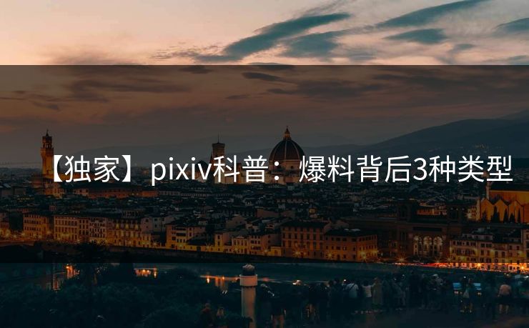 【独家】pixiv科普：爆料背后3种类型